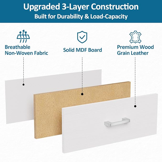 3 Fabric Drawer for Closet Storage: White Stackable Dresser Short Drawers for Clothes Organizer, Low Modular Chest Cabinet for Inside Closet Bedroom Nursery & Small Spaces, 3 Packs