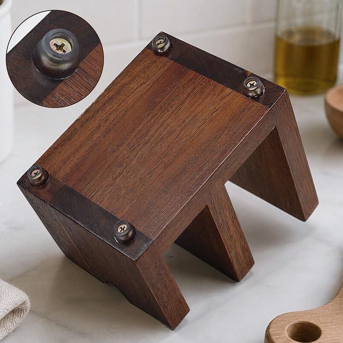 Acacia Wood Cutting Board Holder, Pot Lid Organizer Rack, Heavy Duty Wooden Storage Stand for Chopping Boards, Bakeware & Plates with Non-Slip Feet