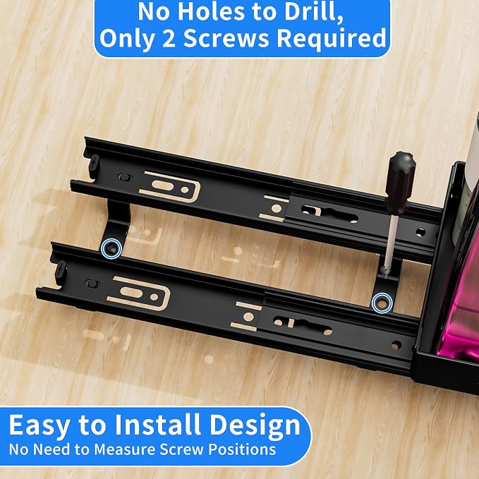 BOIVSHI Pull Out Spice Rack Organizer for Cabinet, Heavy Duty Spice Organizer for Cabinet, Vertical Spice Rack for Kitchen, Cabinet, Pantry, Cupboard (4.2''Wx10.5''Dx2.8''H, Metal Black)