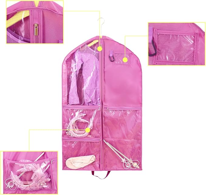 Waterproof Hanging Garment Bag,2 Pack 40 inch Garment Bags for Hanging Clothes,Garment Bags for Travel Storage,Dance Clothes Bag,Kids Garment Bag for Dance Costumes,Sports,Skating,Theatre,Beauty