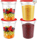4-Pack Food Storage Containers with Lids,Round Plastic Containers for Kitchen, Food Grade, BPA-Free, Stackable, Clear Red Storage Buckets (Red, 7.5L)