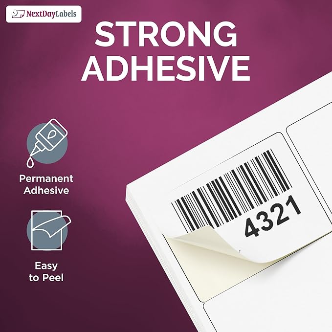 NextDayLabels 2.69x2 Inch Rectangle Stickers White Blank Labels for Laser Inkjet Printer - 15 Per Sheet Self-Adhesive Shipping Name Tags Product Made in USA - 750 Labels