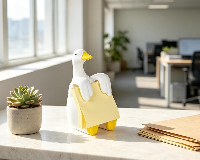 Silly Goose Pop-Up Sticky Note Dispenser for 3 x 3 in Notes, Yellow | Includes 100 sheets; handmade resin decor for office, home or classroom; gift for teachers, coworkers and goose lovers