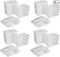 GoodCook Meal Prep Rectangle Three Compartment 20-Piece, White, Made without BPA (Pack of 4)