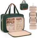 Wedama Toiletry Bag for Women, Hanging Travel Toiletry Bag with Jewelry Organizer Compartment Large Makeup Bag, PVC Waterproof Cosmetic Travel Bag Trips Camping Bathroom, Dark Green