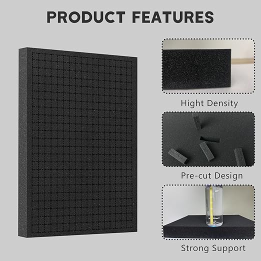 Pick and Pluck Foam Sheets, 2Pcs 16 x 12 x 1.5 Inch Pick Apart Foam Inserts for Camera Storage, Crafts, Tool Box, Storage Drawer