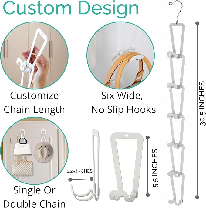 Stylish and Functional Purse Organizer for Wall, Over the Door Purse Organizer, Versatile Purse Rack for Wall - Ideal for Home or Office Use - Extra Accesories for More Options to Organize Your Space