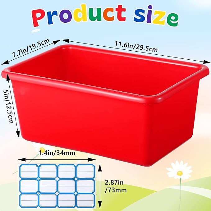 Hoolerry 24 Pack Classroom Cubby Storage Bins Plastic Stackable Storage Bins with Labels Cubby Organizer Containers for Classroom School Toy Book Organization(11.5 x 7.5 x 5 Inch,Colorful)
