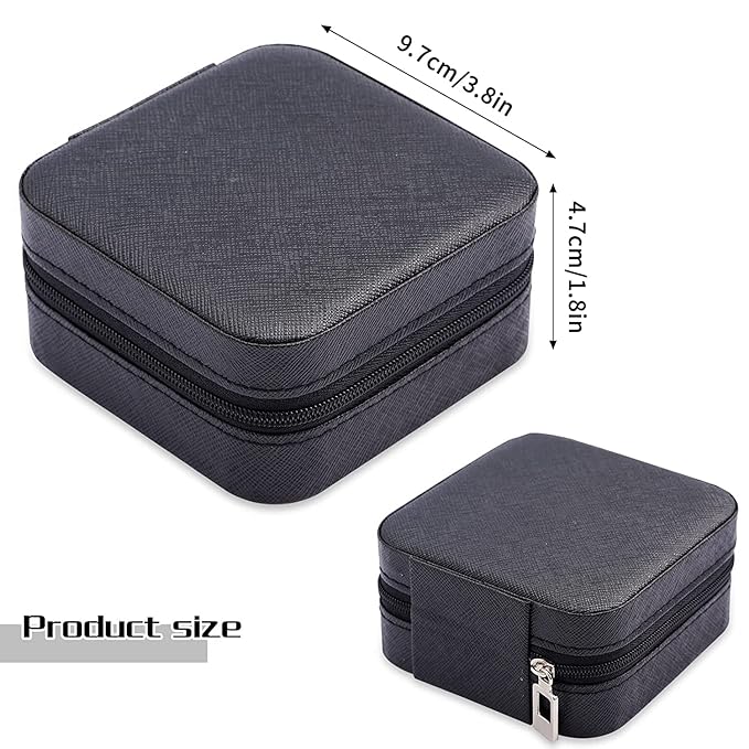 Neveika Portable Travel Mini Jewelry Box Leather Jewellery Ring Organizer Case Storage Gift Box Girls Women (4pcs black).