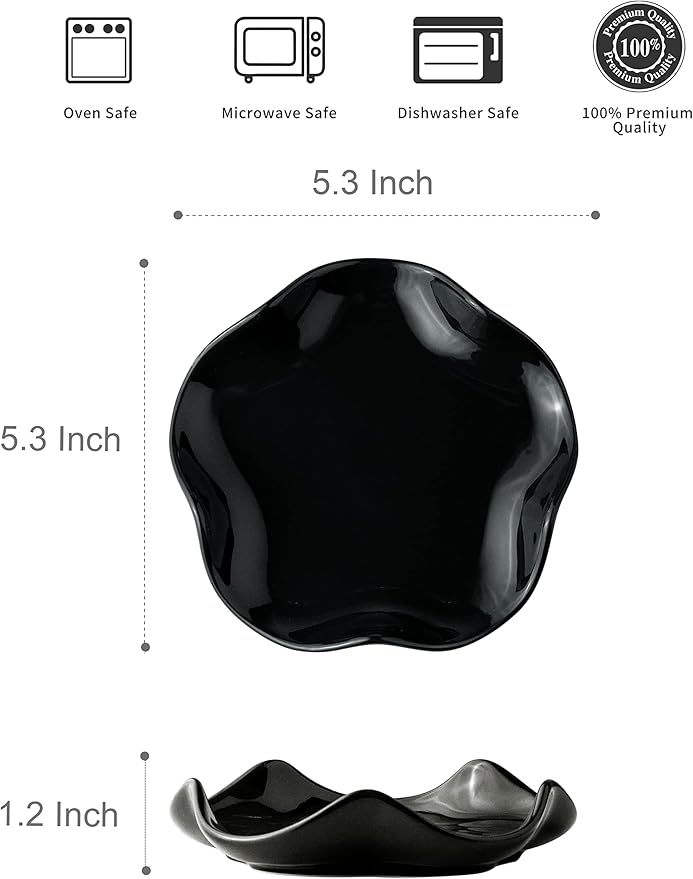 Miamolo Spoon Rest for Kitchen Counter, 5.3" Ceramic Spoon Holder for Stove Top, Heat Resistant & Dishwasher Safe Cute Spoon Rests Spatula Holder for Multiple Utensils, Farmhouse Kitchen Decor Black