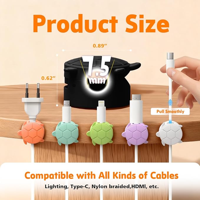 Lancord 8 Pack Rotatable Cable Clips, Cord Organizer Spring Clip Cord Holder for Nightstand Cable Holders for Cords Charging Cable Organizers Cable Management for Desk Office Car Wall