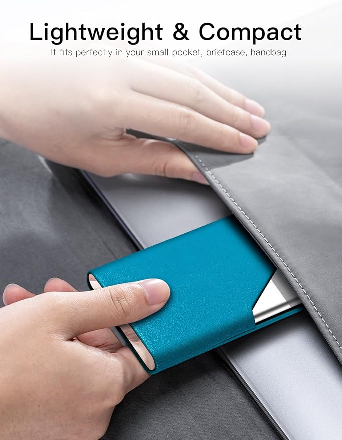 Padike Business Card Holder, Upgraded Leather Business Card Case Pocket Card Holders for Men or Women, Metal Slim Name Card Holder RFID Blocking Business Card Carrier with Magnetic Closure(Y-TQ)