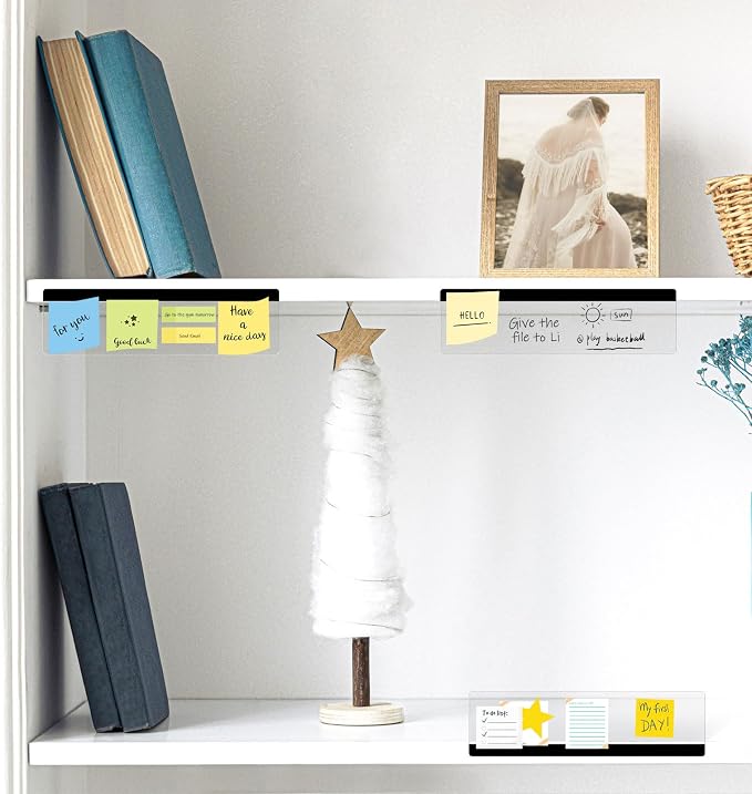DOLLAR BOSS 3 Pcs 11" x 3.1" Transparent Acrylic Monitor Memo Board | Computer Screen Side Note Holder, Office Desk Accessories, Clear Message Board, For Sticky Notes Memos, Fits PC & Laptop