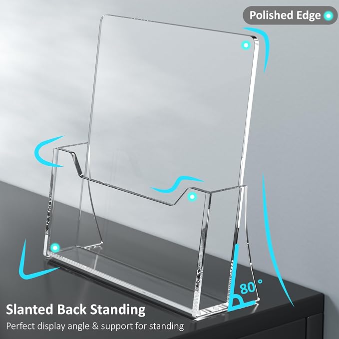 Acrylic Brochure Holder 8.5 x 11 inch 2 Pack, Clear Flyer Holder Plastic Stands for Displaying Pamphlets, Magazines, Literature, Brochures, Booklets, Menu, Desk Holder, Countertop Organizer | Clear Plastic, Displaying Pamphlets, Magazines, Literature, ...
