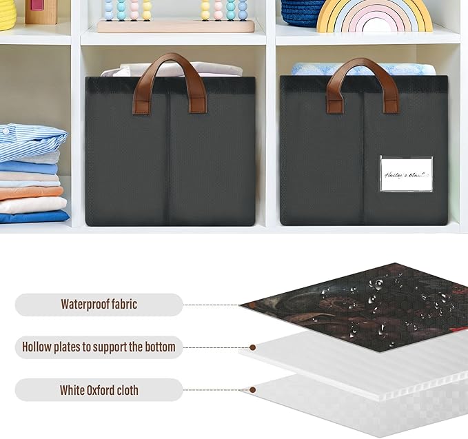 Moody Floral Goth Flower Gothic Dark Storage Bins for Shelves with Labels&Handles Fabric Organizer Bin Foldable Rectangle Storage Basket Boxes for Closet, Bathroom, Home, Living Room, 2 Pack