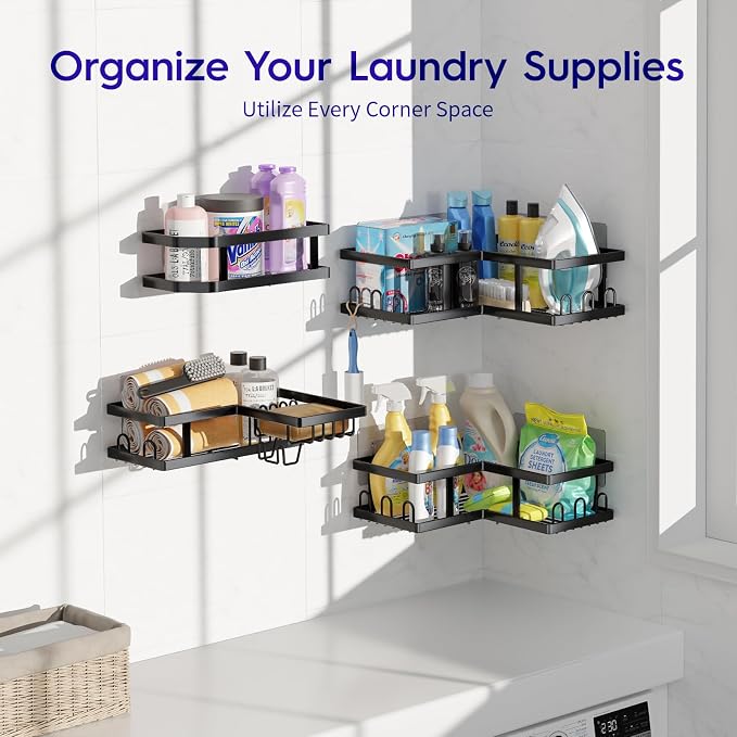 Youvip Corner Shower Caddy-No Drilling Shelves Wall Mounted, Black