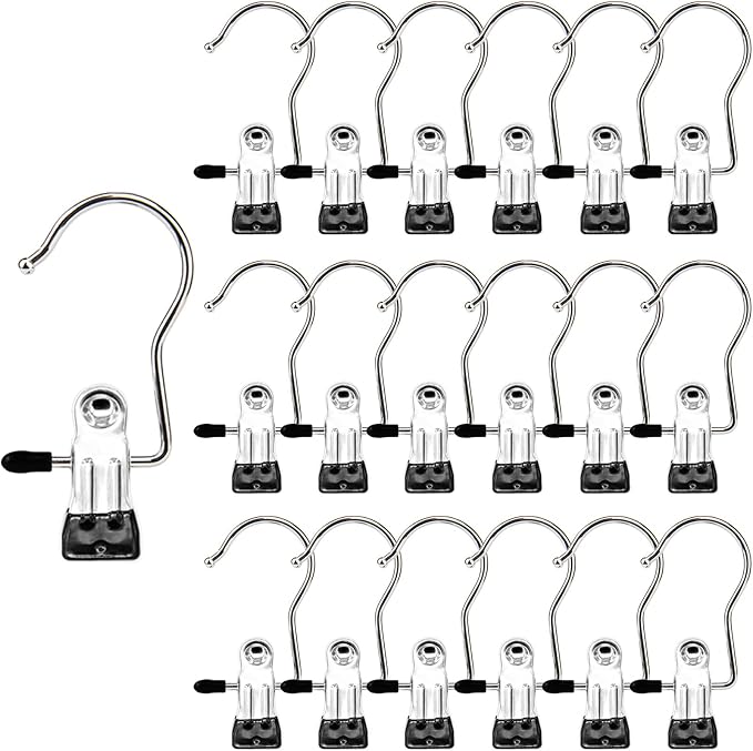 Laundry Hooks Hanging Clips Clothes Pins Closet Hanger Organizer Clamps Socks Towel Clips Heavy Duty Clothespins Bulk Hanger Clips for Closet Travel Pants Socks Handbags, 50 Pack