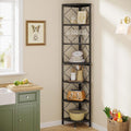 Tribesigns 7-Tier Corner Shelf, 78.7” Extra Tall Corner Bookcase, Industrial Slim Corner Bookshelf for Small Narrow Space, Wood Corner Shelf Stand Storage Rack for Living Room, Home Office