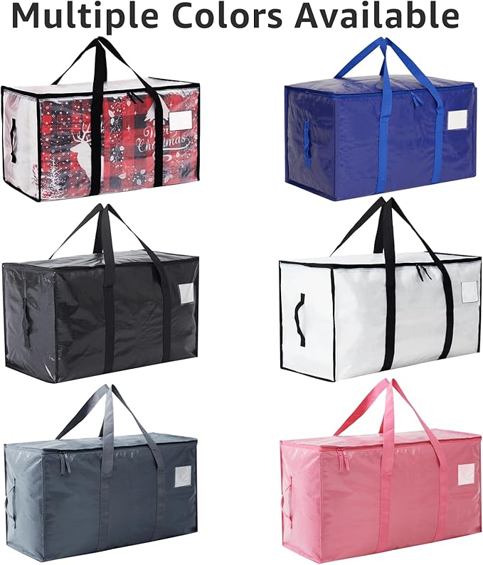 Moving Bags Heavy Duty Extra Large, Moving Boxes, Moving Supplies Essentials, Blue Storage Bins with Lids, Plastic Packing Totes, Storage Bags for Clothes with Handles & Zippers(Black, 12 Pack)
