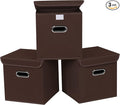 Closet Organizers Fabric Storage Bins With Lids Collapsible Cube Storages Organizer Basket With Handles,Storage Boxes for Clothes Storage,Office,Toys,3 Pack,（Coffee