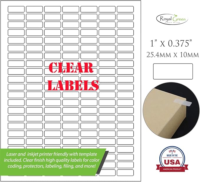 Small Rectangle Labels + Bonus Red Label Stickers - 1594 Pack, Clear Retail Package Seals with Matte Finish 1" x 0.375"