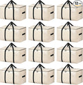 BAGAIL Heavy Duty Moving Bags with Strong Handle, Extra Large Moving Boxes, Storage Tote for Clothes, College Moving Supplies(Beige, 12 Pack)