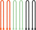 6 PCS 12-Inch Silicone Cable Ties Dia 5mm Reusable Steel-Core Rubber Twist Ties Bendable Cable Ties for Bundling and Holding, All Purpose Cord Tie for Indoor and Outdoor (Orange,Green,Black)