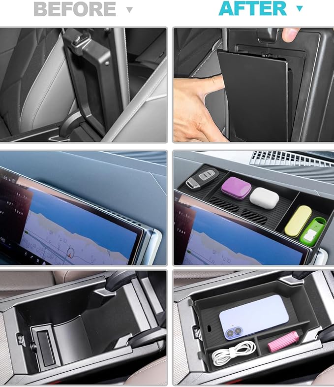 CDEFG 3PCS for 2025 2026 X3 Center Console Organizer, for 2025 2026 X3 G45 (30 xDrive/M50 xDrive) Accessories Middle Console Tray & Behind-Screen Dash Organizer & Armrest Hidden Storage Box