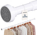 No Drilling Closet Rods for Hanging Clothes, Non Slip Tension Rod with Heavy Duty Clothes Hanging Rod, 17-84 Inches Adjustable Spring Closet Rod for Closet Wardrobe Bathroom Laundry RV, White