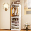 Closet System with Shelves, 2FT Wood Closet Organizer System Walk-in Closet Storage Shelf with Hanging Rods Freestanding White (2FT)