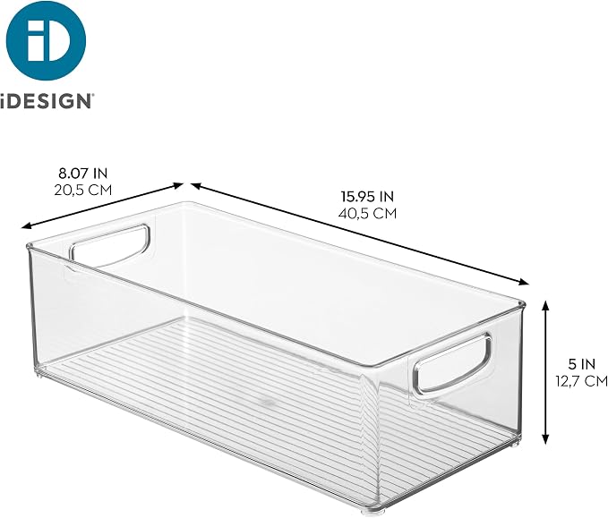 iDesign Stackable Storage Bin, Set of 4, Clear | Organizer Bin for Kitchen and Pantry, Made in USA