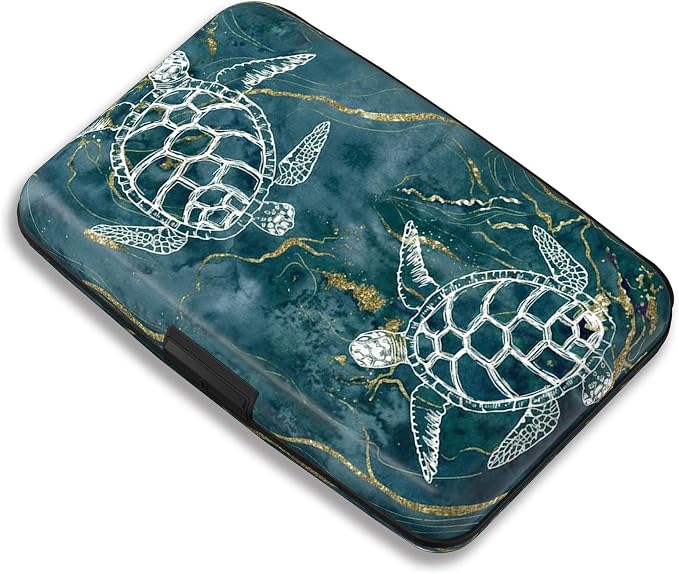 Maicican RFID Blocking Aluminum Credit Card Holder | Slim Metal Wallet for Women & Men, Business Card Case for Travel, Fits Front Pocket, Card holder wallet - Turtle
