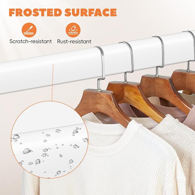 Heavy Duty Closet Rod 17-41 Inches, Adjustable, White | Metal,1.1 Inches Diameter, Suitable for Wardrobes, Laundry