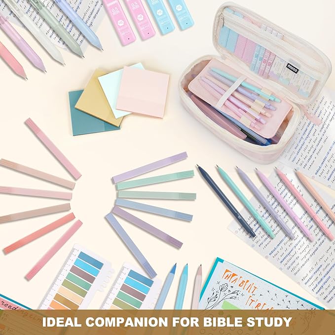 58 PCS Aesthetic School Supplies with Cute Pencil Case,12 Pastel Highlighters, 5 Gel Pens Black Ink，9 Mechanical Pencils for， Student Stationary ，CollegeEssentials Gifts (Green)