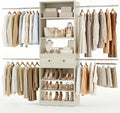 Armocity Wood Closet Organizer System - 4FT-9FT Expandable Wardrobe Closet with Drawer & 4 Hanging Rods, Heavy Duty Walk-in Closet 1000Lbs for Bedroom Walk-in Closet, White Oak