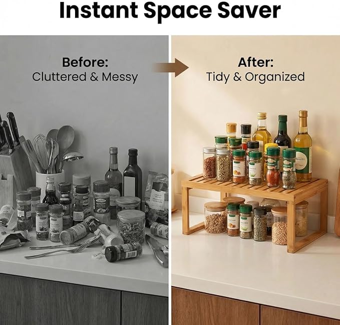 Kitchen Cabinet Organizer Shelf, All-Purpose Spice Rack Organizer for Cabinet, Comprehensive Spice Organization for Cabinet, Multi-Scene Pantry Organizers and Storage, Works in Kitchen & Bathroom
