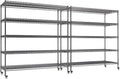 5 Tier Wire Shelving 2 Pack | 55”W Storage Shelves Heavy Duty | Rolling Wire Rack with Wheels | 3250 LBS Metal Shelving | Garage Shelving Units and Storage | Adjustable Layer Height | 55”W×18”D×73”H