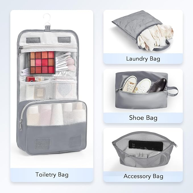 OlarHike 10 Set Compression Packing Cubes for Travel Essentials,Compressible Expandable Space Saver Bags for Organizing Clothes,Luggage Suitcase Garment Bags with Over 1000 pcs Mesh Holes(Gray)