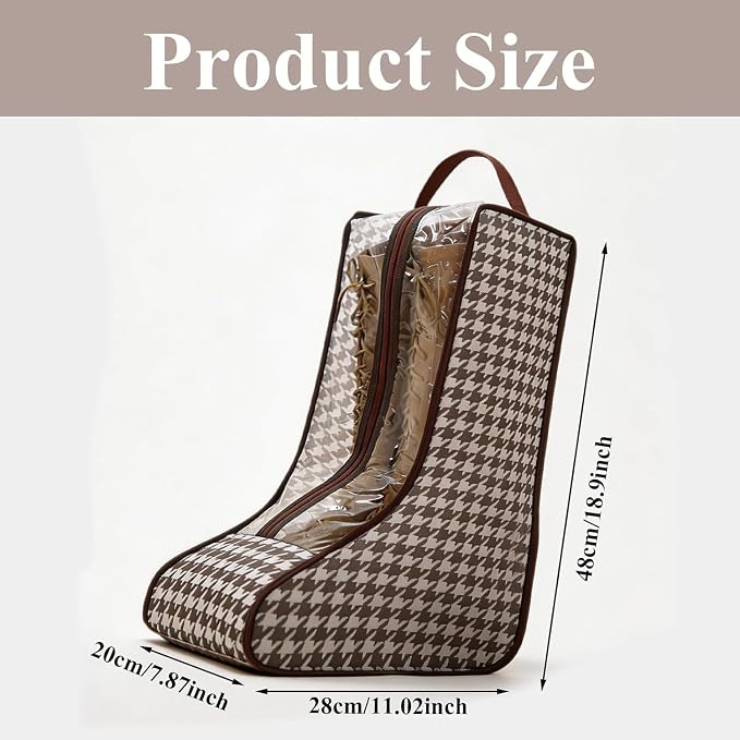 2-Pack Tall Boot Storage Bag Organizer for Closet and Travel, Portable Dustproof Bags for Cowboy, Equestrian Riding & Wide-Calf Boots, Clear Window Shoe Protector for Checked Luggage Packing, 18.9"