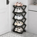 Vertical Black Shoe Rack Small, 5 Tier Portable Folding Shoe Storage Rack, Without Installation Free Standing Shoe Rack for Corridors, Bedrooms Living Room Corner and Small Spaces