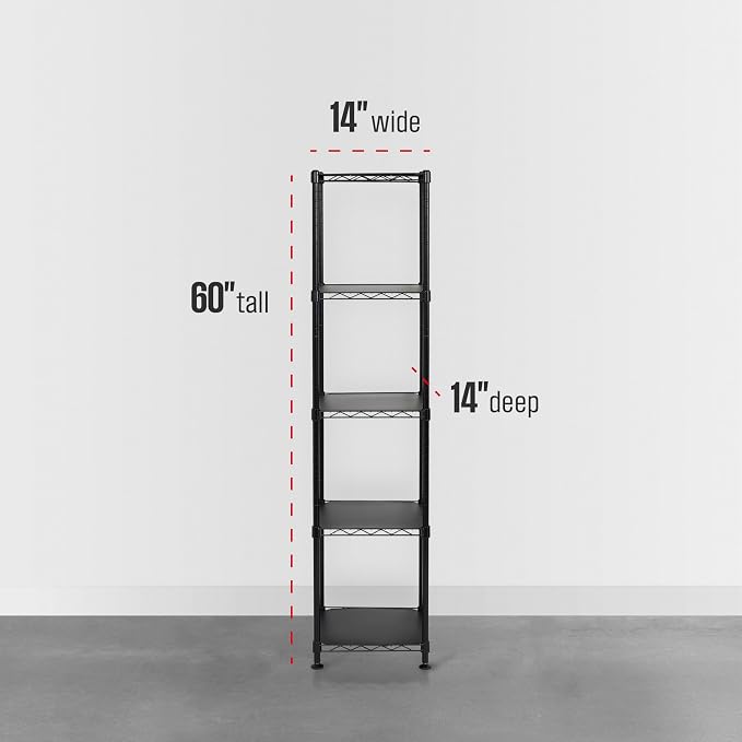 SafeRacks NSF 5-Tier Heavy Duty Steel Wire Shelves (14"x14"x60")