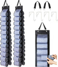 DHSFKBE Legging Organizer Storage - 2PCS T Shirt Organizer, Hanging Closet Organizers and Storage with 26 Roll Independent Compartments for Yoga Pants, Towel, Bathing Suit (Black)