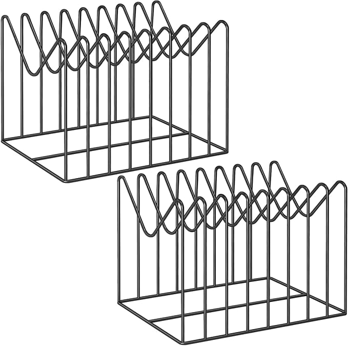 TOPCJ 2 Sets Wire File Organizer for Desk,File Folder Holder/Rack/Stand,File Sorter Organizer,Desktop Record/Clipboard Holder,8 Sections Storage,Anti-Scratch/Rusty,Steel Stable Holder,Black