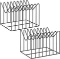 TOPCJ 2 Sets Wire File Organizer for Desk,File Folder Holder/Rack/Stand,File Sorter Organizer,Desktop Record/Clipboard Holder,8 Sections Storage,Anti-Scratch/Rusty,Steel Stable Holder,Black