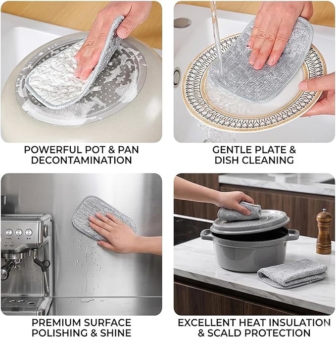 30PCS Double Side Non Scratch Wire Dishcloths,Reusable Multipurpose Wire Dishwashing Rags for Wet and Dry,Reusable Metal Scrubbing Pads Sponge Cloths for Kitchen, Sinks, Pots, Pans (Style A,30pcs)