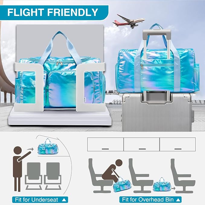 Small Gym Bag for Women, Travel Duffle Bag Carry On Weekender Bag with Shoe Compartment