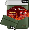 DocSafe Fireproof Document Bag (5200℉) with Fireproof Organizer Travel Case,Heat Insulated Fire＆Water Resistant 8 Layers Safe Money Bag Storage for Important Documents,Cash,Power Bank,Valuables,Green