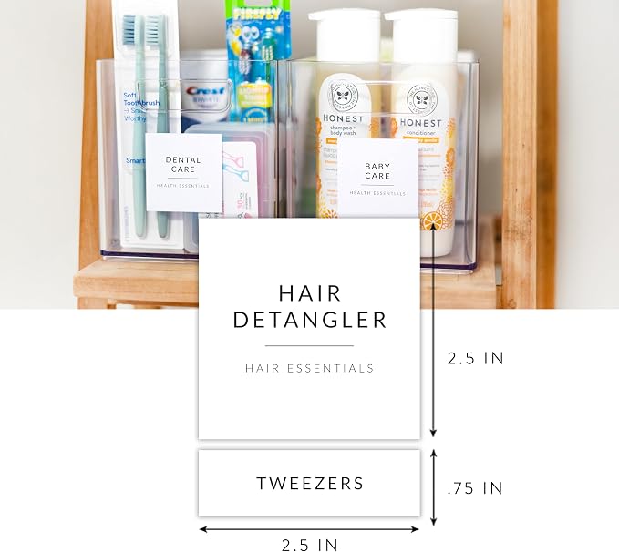 Minimalist Bathroom Labels for Organizing, 136 Preprinted Bath Room and Makeup Organizer Stickers, Waterproof Removable, Soap Shampoo Storage Supplies