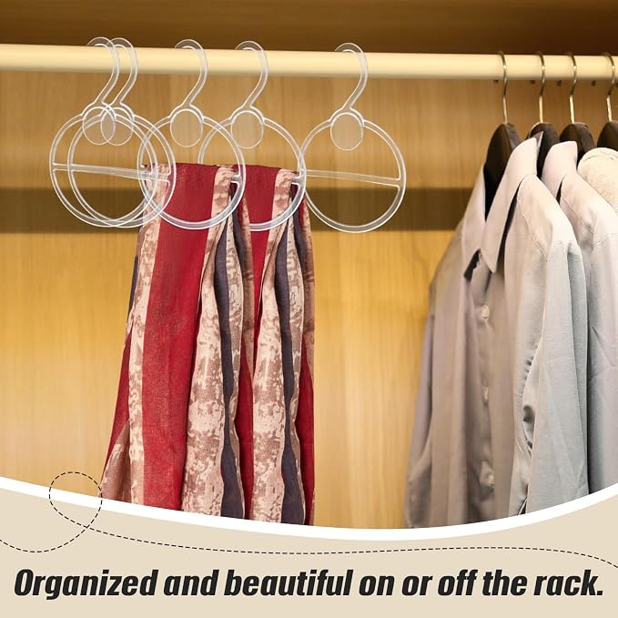 FoldTier Scarf Hanger Plastic Holder Organizer Space Saving Scarf Organizer Clothes Hanger for Scarves Headscarves Clothing Sorting Storing(Clear,100 Pcs)