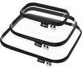 YQBRAO Clear Hard Shell Organizer Cases, 3-Pack, Black | Large, medium & small clear organizers in rigid PET for travel, office, tech and everyday organization